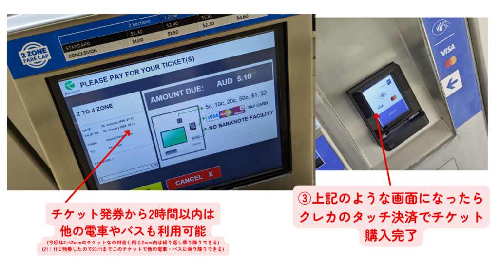 パースの電車の切符はクレジットで購入可能